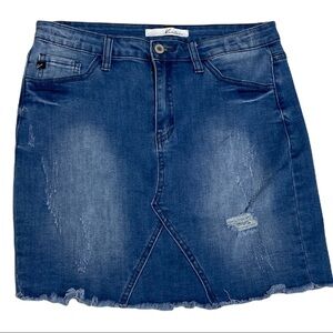 Kancan denim frayed hem skirt size 7